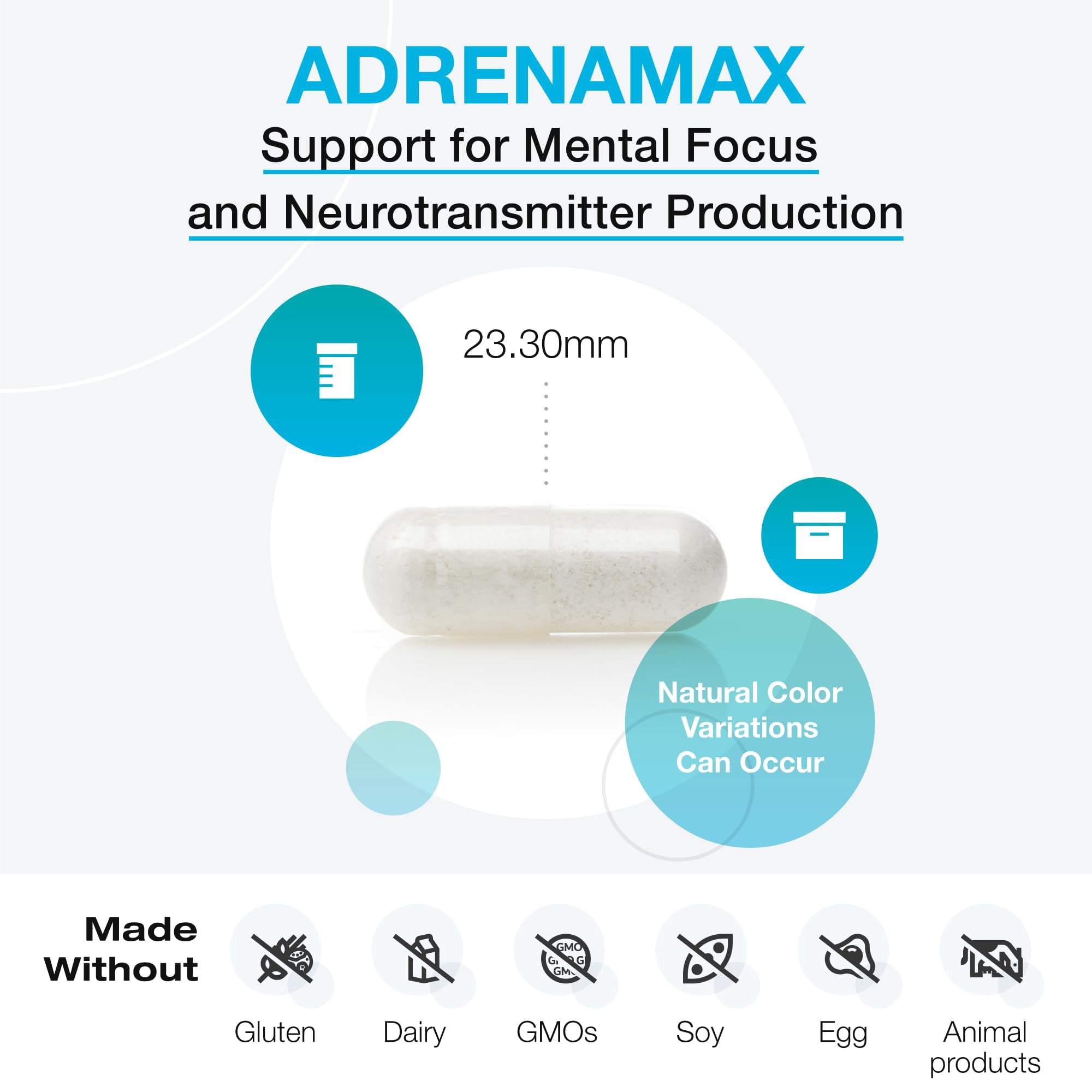 XYMOGEN AdrenaMax - L-Tyrosine & NAC Formula - Mental Focus, Positive Outlook & Stress Response Support - Neurotransmitter & Adrenal Nutrition - Vegan & Non-GMO - 120 Capsules
