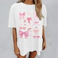 thumbnail image 2 of T Shirts For Women Fashion Tees Tops Summer Bow Print Casual Short Sleeve Oversize Y2k Clothes White 3XL, 2 of 7