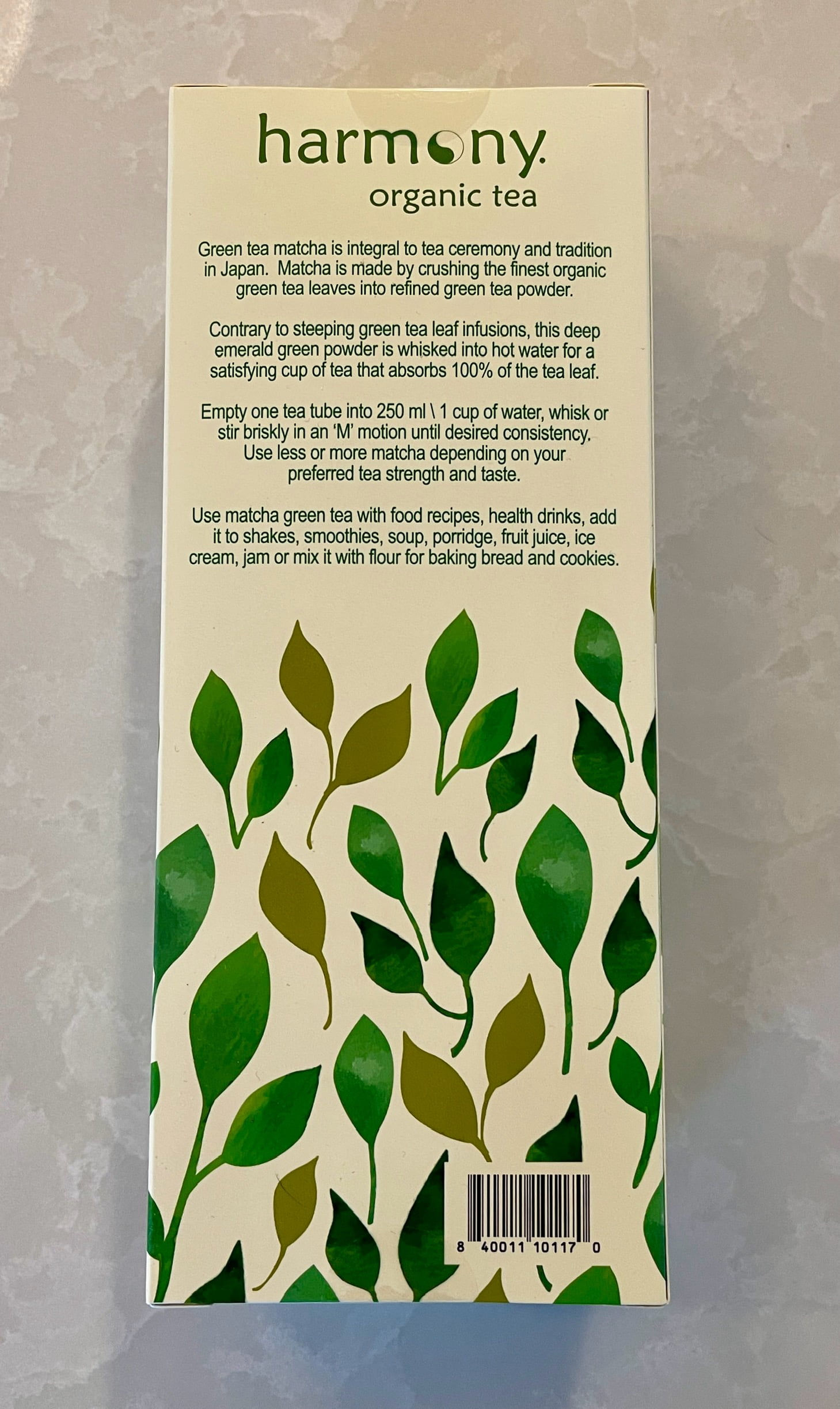 Harmony Organic Matcha Green Powder 80 Count