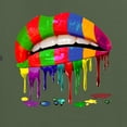 thumbnail image 3 of Wild Bobby, Colorful Painted Lip, Streetwear, Men Graphic Tee, Military Green, X-Large, 3 of 5