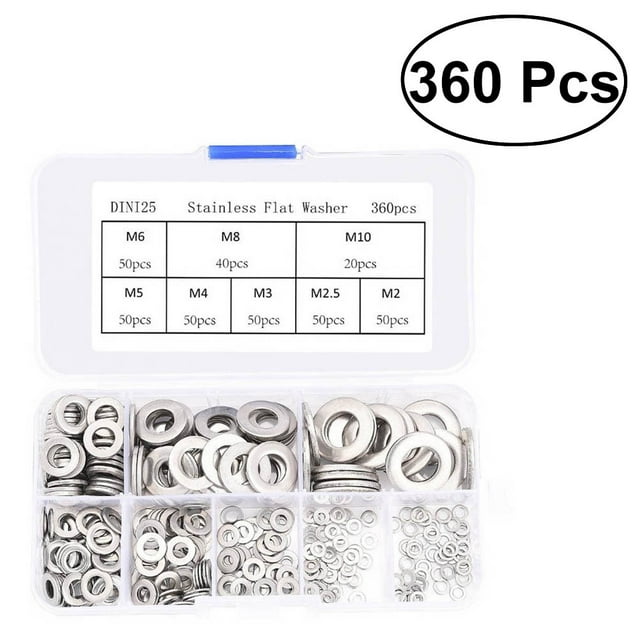MasteelfCA 360 Pcs Rondelles en Acier Inoxydable M2.5 M5 M8 M10 Verrouillage Fendu Rondelles à Ressort Vis Joint Assortiment Kit
