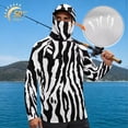 thumbnail image 3 of SEANATIVE Long Sleeve Sun Shirts for Men Fishing Hiking Running Tops Sun Hoodie Lightweight Breathable Outdoor UV Protection Rash Guard, S, Zebra Print Black White, 3 of 7