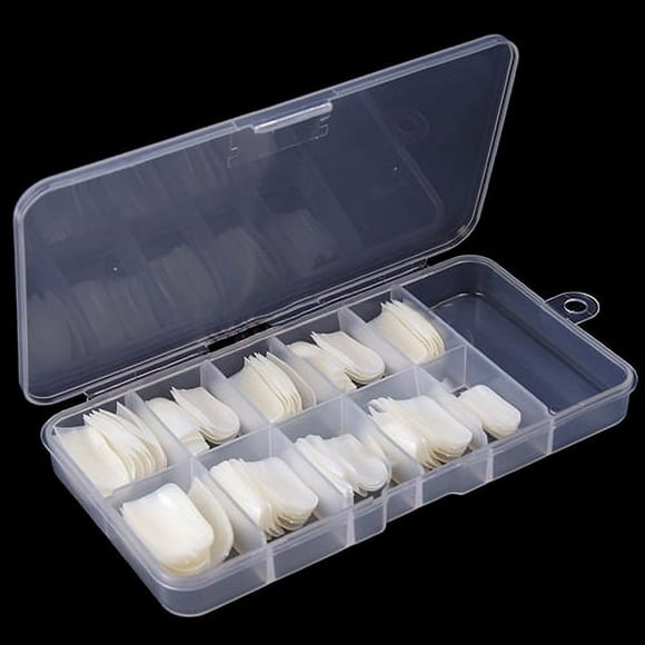 Opolski Pack Of 100 French Full Cover Acrylic False Fake Nail Art Tips with Storage Box