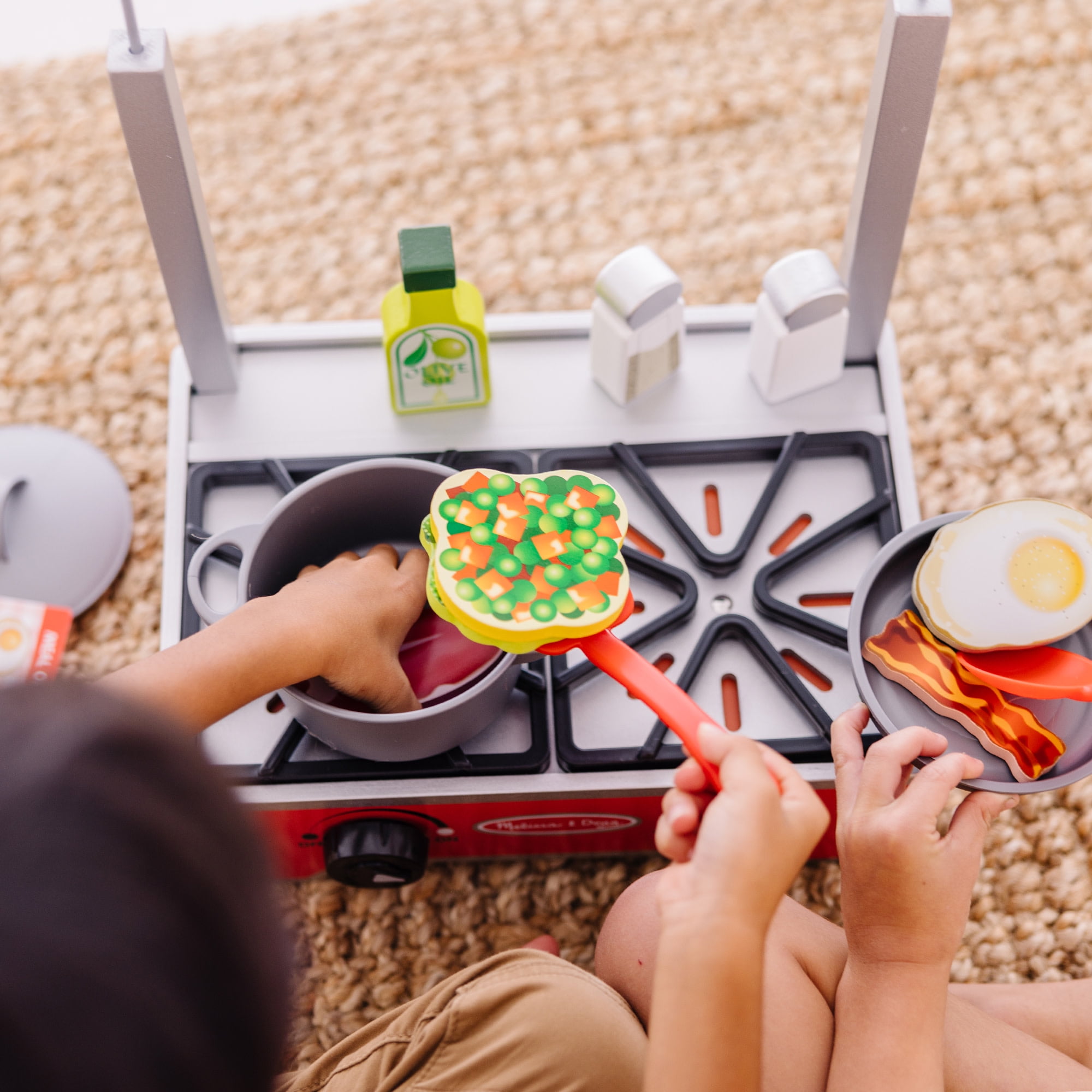 調理器具 Tom & toys Melissa & Doug 19-Piece Deluxe Wooden Cooktop Set With Wooden Play