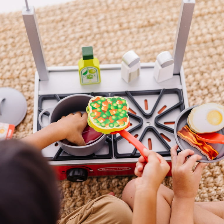 Melissa & Doug 19-Piece Deluxe Wooden Cooktop Set With Wooden Play
