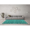 thumbnail image 3 of Ahgly Company Machine Washable Indoor Round Abstract Turquoise Blue Modern Area Rugs, 5' Round, 3 of 4