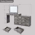 thumbnail image 3 of Farmhouse Vanity Desk with Glass Top, Corner Makeup Vanity Set with 30" HD Led Mirror and 3 Color Available Lights, 9 Storage Drawers, Wood Vanity Table for Bedroom, 3 of 7