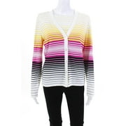 Pre-owned|Escada Margaretha Ley Womens Long Sleeve Striped Cardigan Set Multicolor Size 40