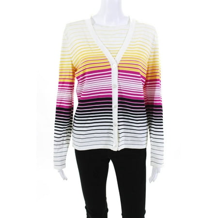 Pre-owned|Escada Margaretha Ley Womens Long Sleeve Striped Cardigan Set Multicolor Size 40