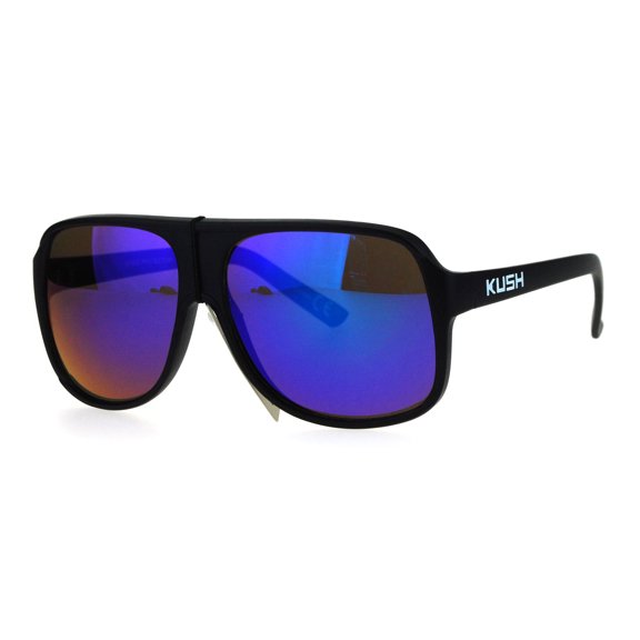 Kush Color Mirror Pot Head Marijuana Mob Racer Plastic Aviator Sport Sunglasses Teal White