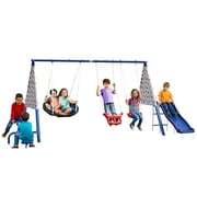 XDP Recreation Freedom Fun Metal Swing Set with Super Disc Saucer Swing, Swing, See-Saw, Slide