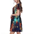 thumbnail image 2 of Honeii Mystic Wolf Dreamcatcher Print Women’s Short Sleeve Dress, Comfortable Casual Dress, Soft Polyester Spandex Blend, Stylish Everyday Wear for Summer, Perfect for Travel and Vacation, 2 of 6