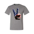 thumbnail image 2 of Wild Bobby, American Flag Peace Sign Hand Pop Culture Men's Graphic T-Shirt, Heather Grey, 2XL, 2 of 3