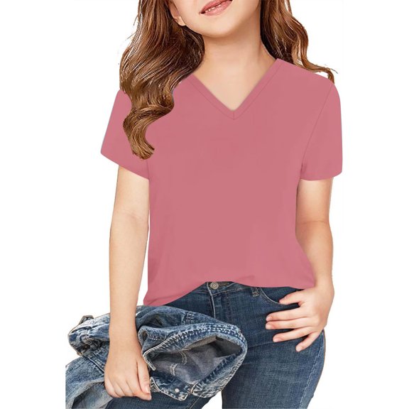 Holiday Gift Finder Shirts For Kids Short Sleeve Graphic T-Shirt V Neck Top For 3-14 Years Girls And Boy T-Shirt Tee 3 Years, Pink