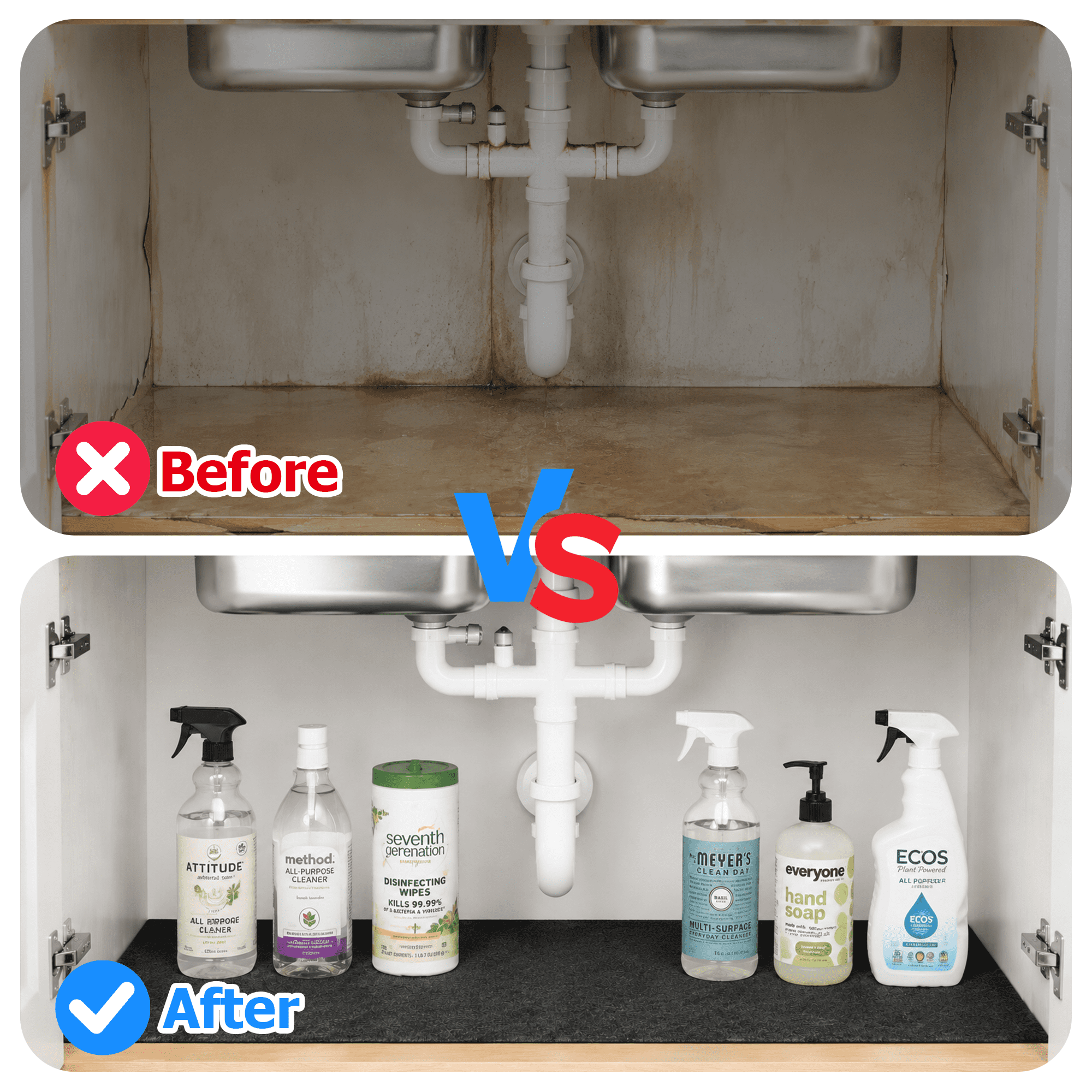 GARITIN Under Sink Mat 47.2 x 27.6 Inch, Kitchen Felt Sink Cabinet Liner, Cuttable Leak Protection Mat for Kitchen & Bathroom Vanity