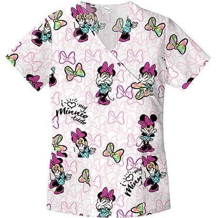 Disney Minnie-Tude Mock Wrap Scrub Top