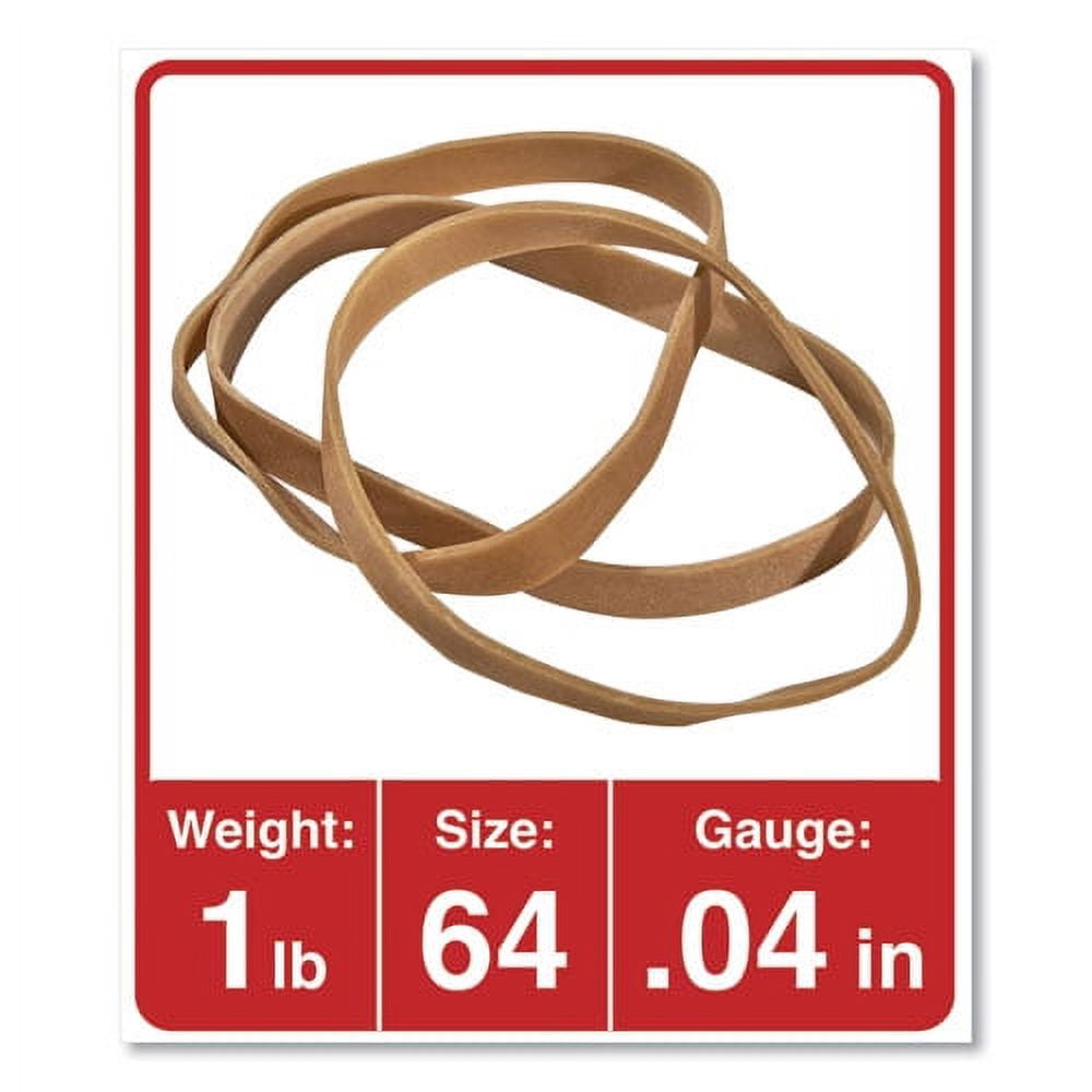 Rubber Bands, Size 64, 0.04" Gauge, Beige, 1 Lb Bag, 320/pack | Bundle of 10 Packs