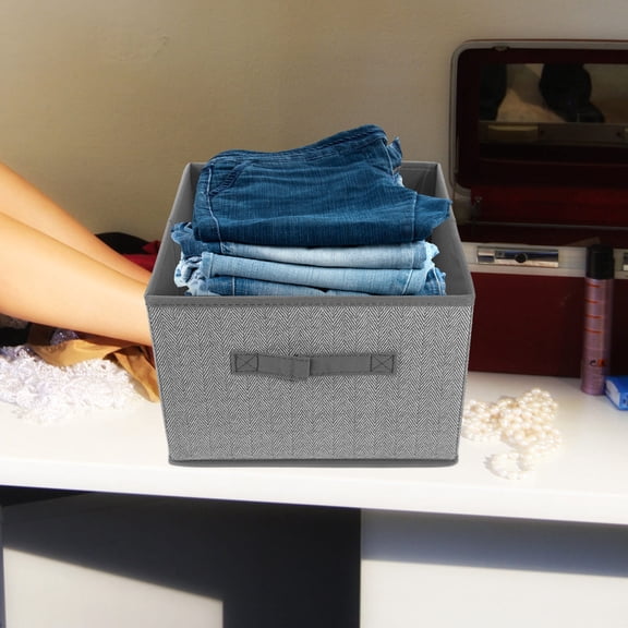 MLINS  Fabric Storage Box Bins Pantry Organizers and Clothes Foldable Grey