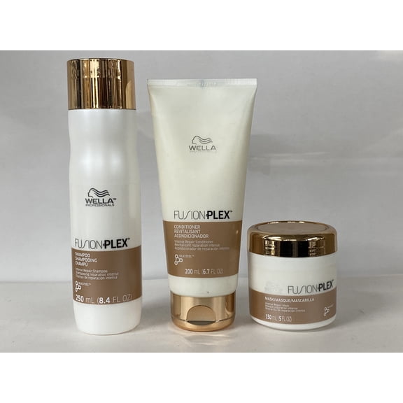 Wella, Fusion Plex intense repair for damaged hair, shampoo 8.4 oz , conditioner 6.7 oz , mask 5 fl oz