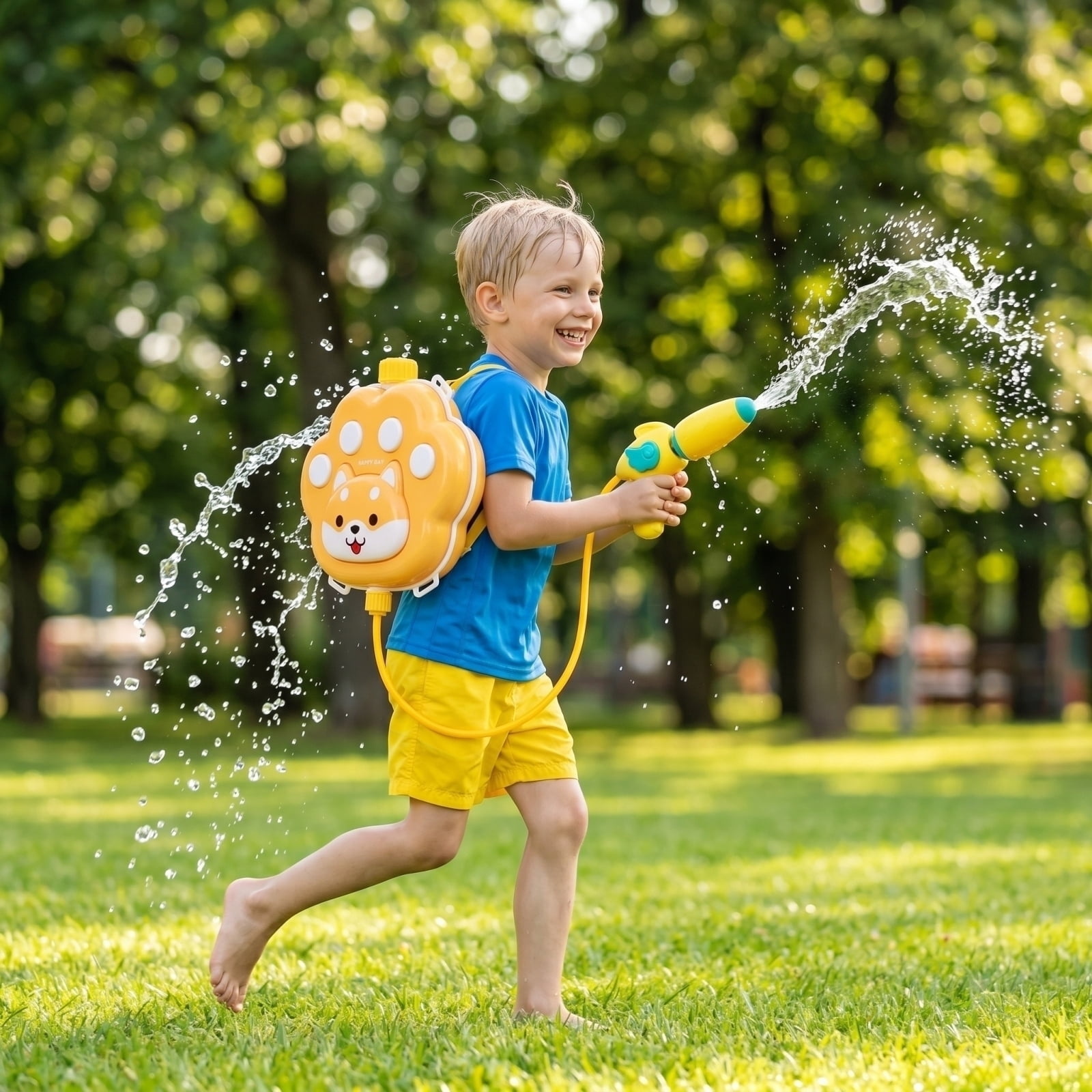 Kid-Friendly Bear Backpack Water Gun Toy for Outdoor Play - Reusable Spray Fun with Hands-Free Design for 3-8 Year Olds, Summer Beach Pool Party Splash Game, Plastic Kids Water Toy