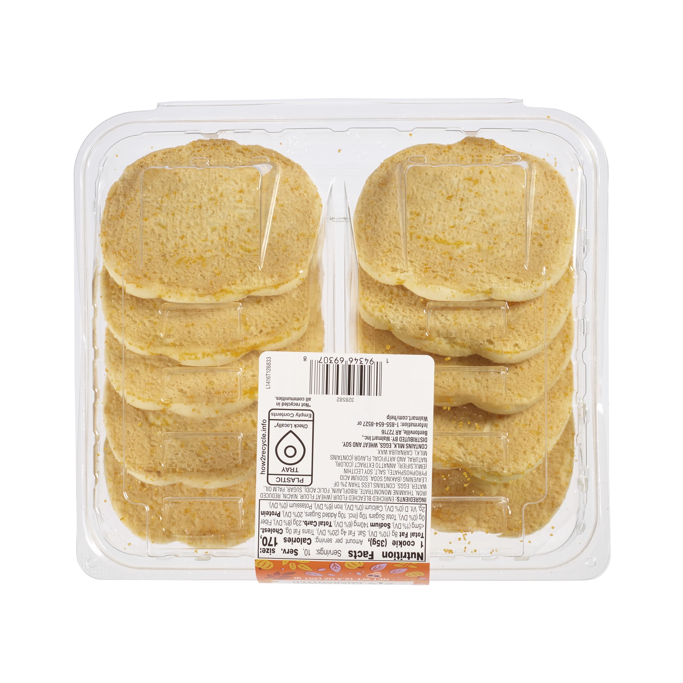 Freshness Guaranteed Pumpkin Shaped Harvest Sugar Cookies, 12.4 oz, 10 Count