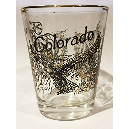 Colorado Wildlife Eagle Deer and Wolf shot glass