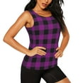 thumbnail image 2 of Bixox Women's Purple Black Plaid Printed Sleeveless Fitness Workout Running Quick-Dry Tank Top, 2 of 7