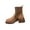 Brown, variant on Women's Fashionable And Casual Winter Comfortable Ankle Boots Solid Color Knit Patchwork Round Toe Heel Mid-Heel Brown 7