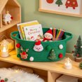 thumbnail image 4 of Twfbrm Christmas Storage Baskets, Small Santa Claus Reindeer Xmas Tree Ornaments Gift Basket with Handles and Pom-Poms, Cute Soft Woven Basket Christmas Decoration for Holiday Party Home Decor(Green), 4 of 5