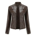 thumbnail image 1 of Chaqueta delgada de cuero con cuello levantado y cremallera para mujer Fridja  BV0+717, 1 of 5