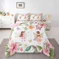 thumbnail image 1 of Erosebridal Ensembles de Literie Mignons Fée Complets avec Couette, Insert de Couette Papillon Fleur, Décoration Hawaïenne, Réversible, Léger, 3 Pcs, 1 of 8