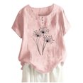thumbnail image 2 of Babysbule Women's Tops Fashion Woman Rounk Neck Short Sleeve Blouse T-Shirt Printing Loose Tops, 2 of 4