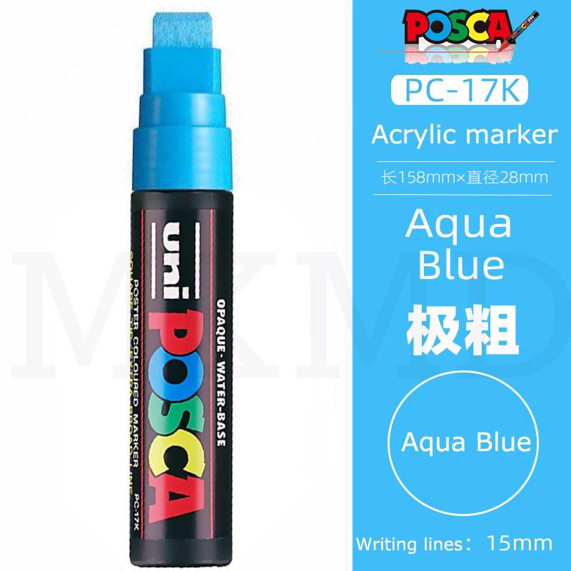 1PC POSCA Plumones PC-17k Paint Marker Pen Big Thick Head Pop Poster Advertising Water-Soluble Pen Graffiti Painting 15mm PC-17K Aqua Blue