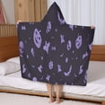 thumbnail image 5 of Halloween Purple Spooky Icons Hooded Bath Towel，50"x30" for Ages 3 To 12 Kids, Quick Dry Lightweight Soft Microfiber Hood Beach Towel Cover Up for Kids, 5 of 7