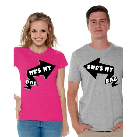 Awkward Styles He's My Bae She's My Bae Shirts for Couples Bae Matching Couple Shirts Happy Valentines Day Love Gift Idea for Couple Boyfriend and Girlfriend Cute Anniversary Gifts for (Best Valentine Ideas For Girlfriend)