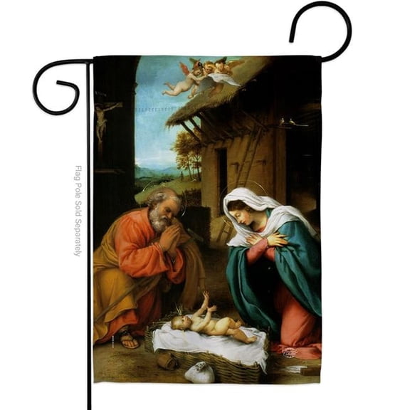 Ornament Collection G192555-BO The Nativity Religious Faith Double-Sided Decorative Garden Flag, Multi Color