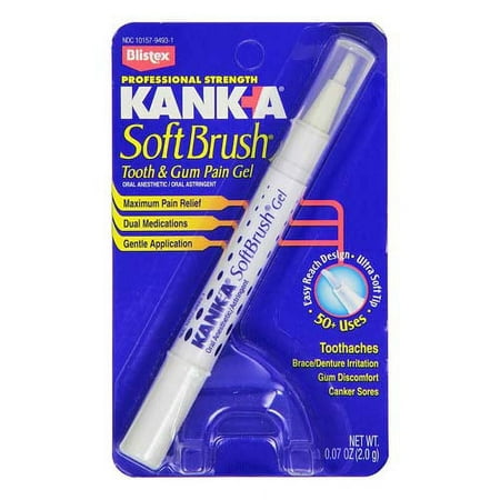 Professional Strength Kank-A Soft Brush Tooth/Mouth Pain Gel - 0.07 Oz (2 Ml), 2 Pack