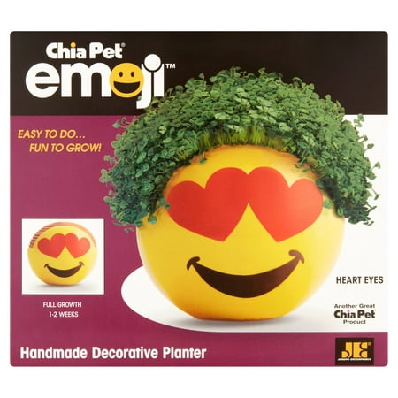 Chia Pet Heart Eye Emoji Decorative Pottery Planter, Easy to Do and Fun to Grow, Novelty Gift As Seen on (Best As Seen On Tv Gifts)