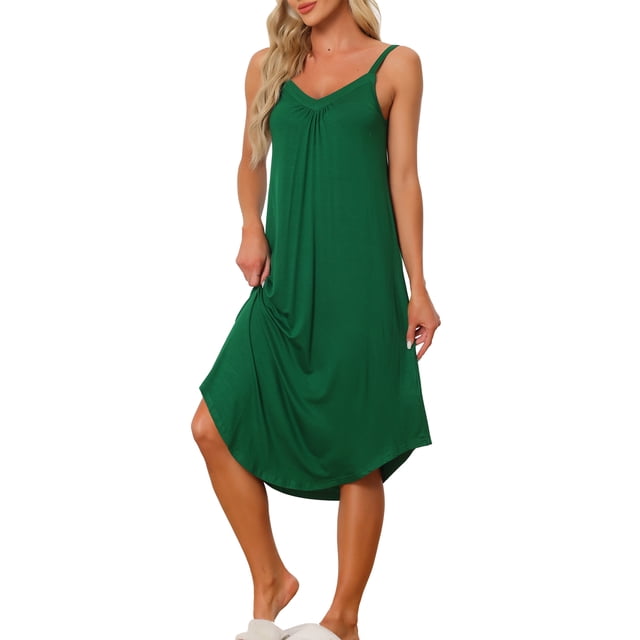 Vestido de pijama de lounge para mujeres INSPIRE CHIC, ropa de dormir, camisón de tirantes, noche de camisones, S Verde Oscuro