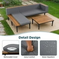 thumbnail image 3 of Luxury Patio Furniture Set with Removable Cushions and Coffee Table, L-Shaped Acacia Wood Sofa with Side table, Outdoor Conversation Sectional Sofa for Backyard, Porch, Gray, 3 of 8