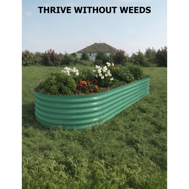 Raised Garden Beds – 2-Pack Galvanized Steel Oval Planter Boxes – Weather-Resistant, Rust-Resistant – Open Base, Easy Assembly – Vegetables, Flowers & Herbs – Green, 300x120x45cm