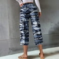 thumbnail image 7 of Simua Cargo Capris for Women Camouflage Elastic Waist Casual Beach Cropped Pants with Pockets, 7 of 7