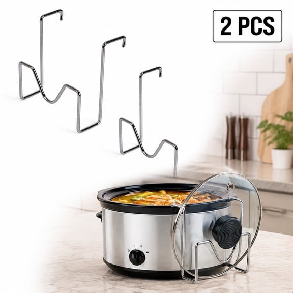2-Pack Slow Cooker Lid Holder, Stainless Steel Crock Pot Lid Organizer Rack, Kitchen Countertop Storage Saver