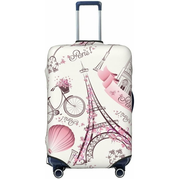 Paris Eiffel Tower Luggage Suitcase Covers Elastic Washable Romantic Travel In Paris Luggage Protector Travel Suitcase Protective Cover For Kid And Adult, S (Fit 18-21 Inch Luggage)