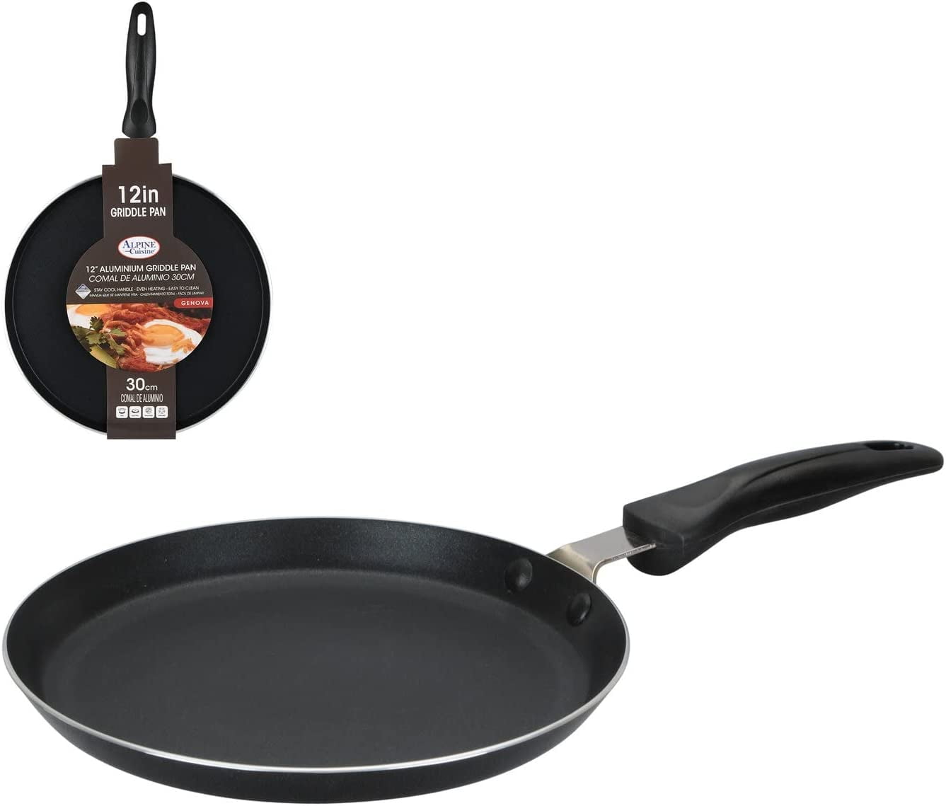 Alpine Cuisine Griddle Pan Aluminum 9-Inch Nonstick Coating, Griddle Pan  for Stove Top with Stay Cool Handle, PFOA Free, nonstick cookware 