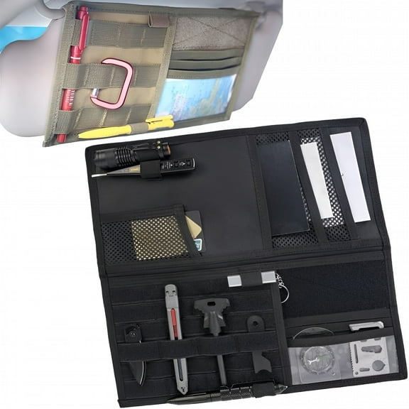 MELIVO Large Tactical Visor Organizer for Trucks,Car Sun Visor Truck Accessory,Men's Tactical Gear Storage Solution