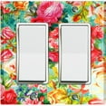 thumbnail image 1 of Metal Light Switch Plate Outlet Cover Colorful Rose Leaves Wallpaper ROS045, 1 of 13