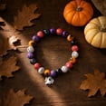 thumbnail image 6 of Pet Halloween Collar, Halloween Dog Collar, Beaded Dog Collar, Collar for Small Dogs, 12 Inch L Size Stretchy String Design with Cute Ghost Charm, Spooky Colorful Printed Round, 6 of 6