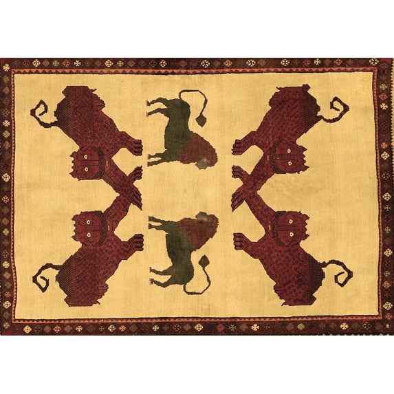 Ahgly Company Indoor Rectangle Animal Brown Traditional Area Rugs, 5' x 8'