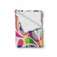 thumbnail image 2 of Colorful Soft Flannel Fleece Blanket, Abstract Arc-drop Shapes Energetic Composition with Vibrant Colors Curvy Splatters, Cozy Plush for Indoor and Outdoor Use, 50" x 70", Multicolor, by Ambesonne, 2 of 6
